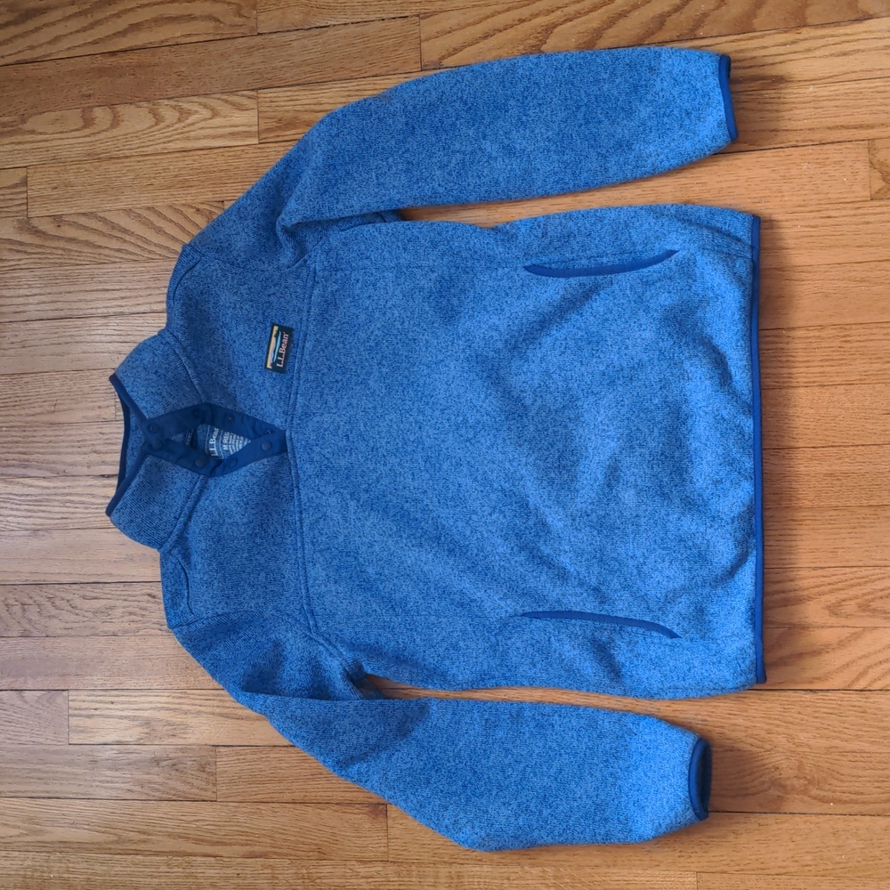 L.L. Bean Synchilla Blue Fleece Pullover Jacket 1/4 Button Collar